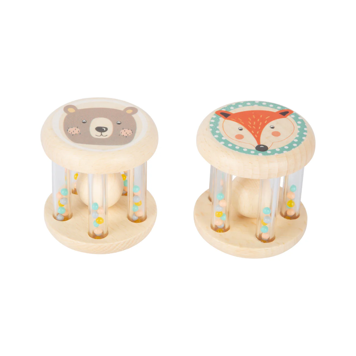 2 Rocas/Chocalhos Sensoriais em Madeira - Urso e Raposa - Small Foot